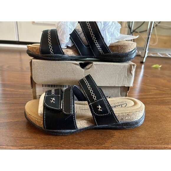 Clarks Women's Roseville Bay Flat Sandal Black Ankle Strap Open Toe NEW 6 M - Picture 3 of 7
